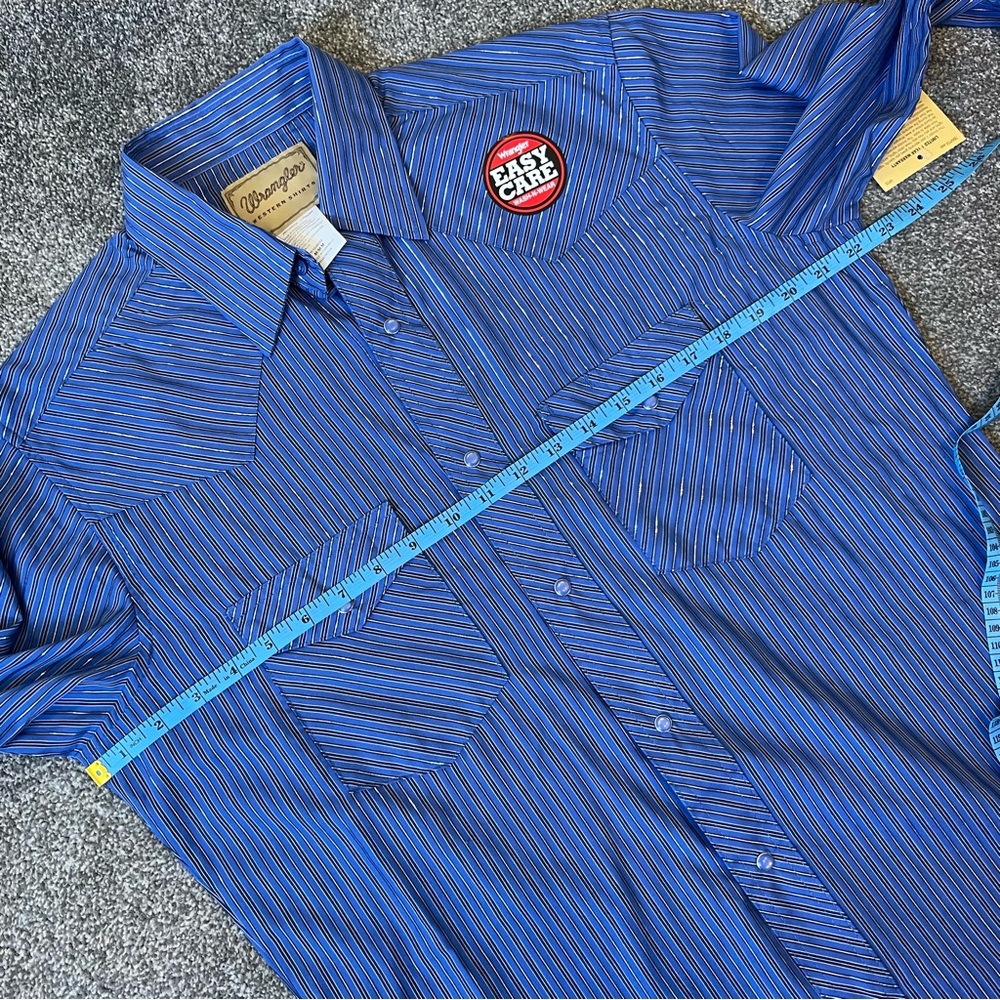wrangler blue shimmer striped pearl snap shirt - Picture 12 of 12